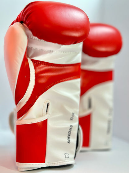 Adidas WAKO Approved Kickboxing Fight Gloves, Cowhide Cuir Leather Speed 165 adiSBG165 Competition Gloves 10 Oz Red Palm