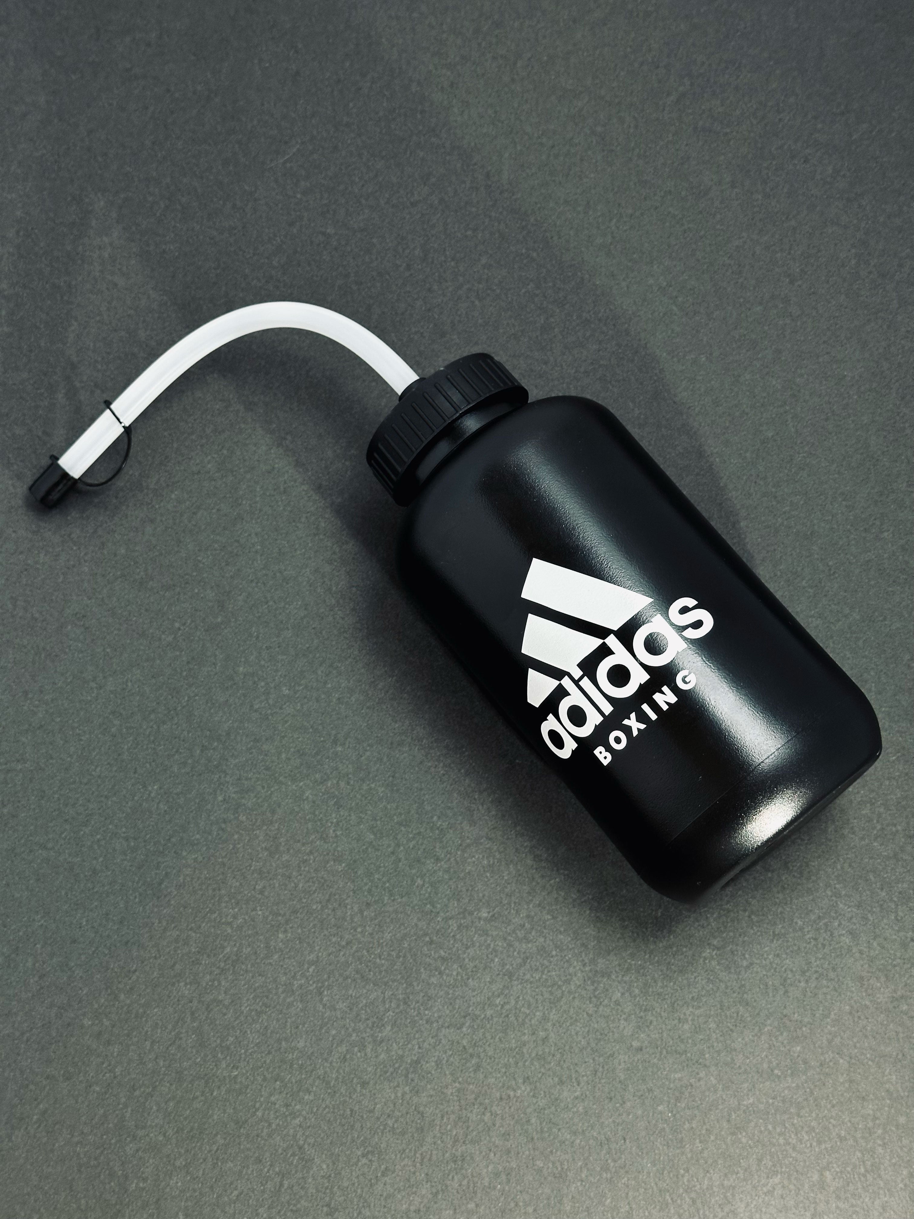 Adidas Black Boxing Water Bottle with Long Straw adiBWB011L, Ideal for Boxing Lacrosse Hockey Football Sports and Fitness Gym Hydration - Sports Leak Proof squeeze water jugs on floor