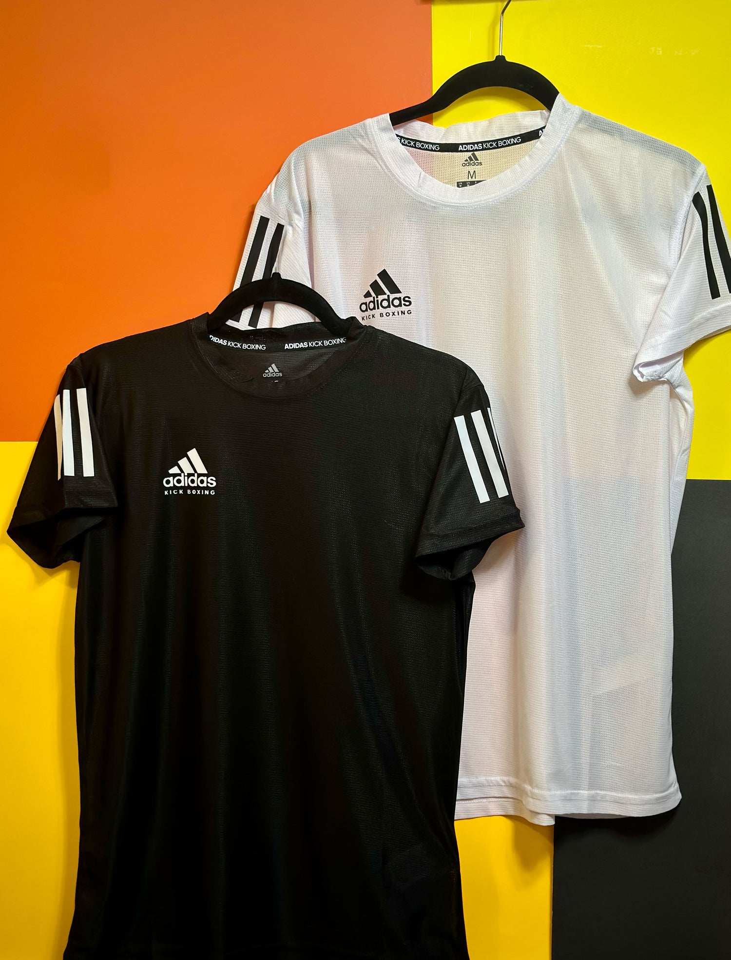 Adidas Unisex Basic Kickboxing T-Shirt adiKBTS100, Moisture-Wicking Polyester, Black and White colors, XS to XXL sizes